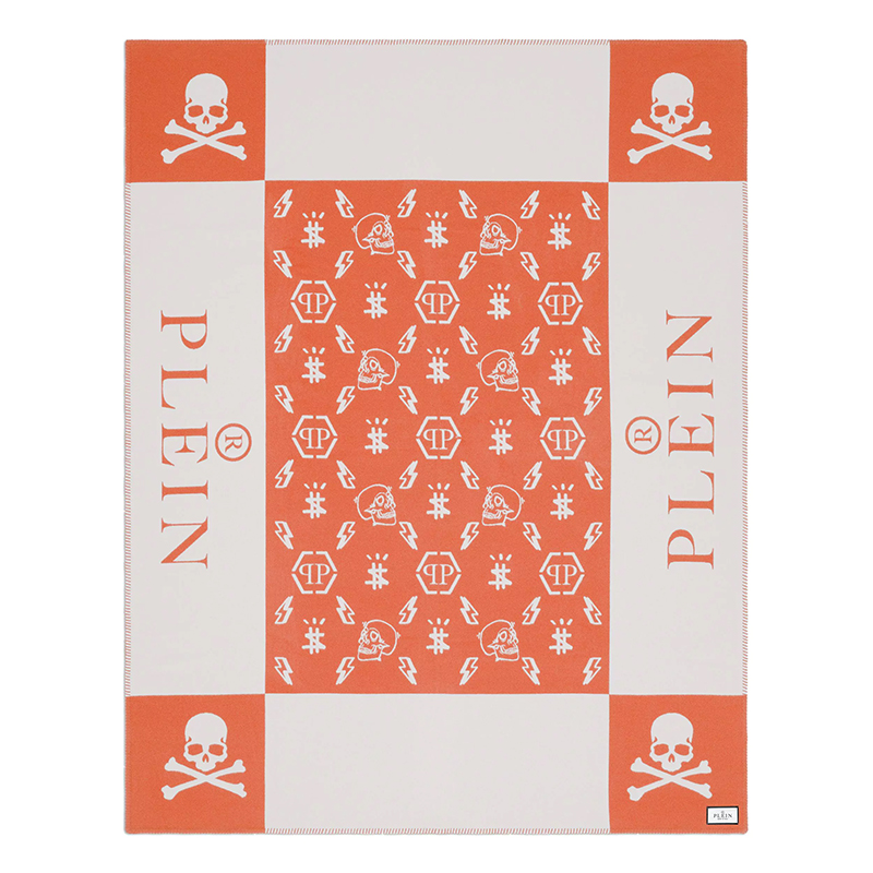 Плед Philipp Plein Plaid Cashmere Skull Orange Оранжевый Белый Плед Philipp Plein Plaid Cashmere Skull Orange Оранжевый Белый в Брянске | Loft Concept