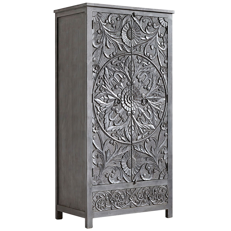 Шкаф Indian Antique White Furniture Cupboard Devan серый Серый в Брянске | Loft Concept 