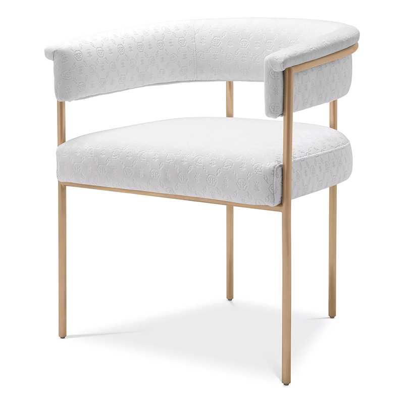 Стул Philipp Plein Dining Chair Monogram White Белый Золотой Стул Philipp Plein Dining Chair Monogram White Белый Золотой в Брянске | Loft Concept