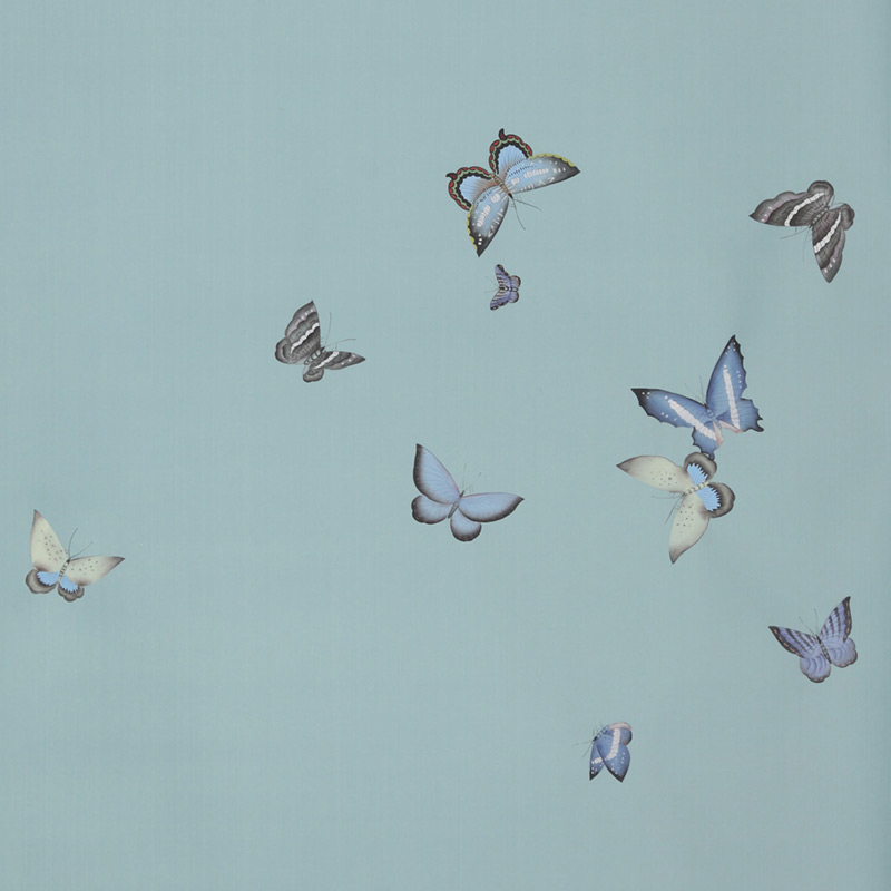 Обои ручная роспись Butterflies Special Colourway on Duck Egg dyed silk Обои ручная роспись Butterflies Special Colourway on Duck Egg dyed silk в Брянске | Loft Concept