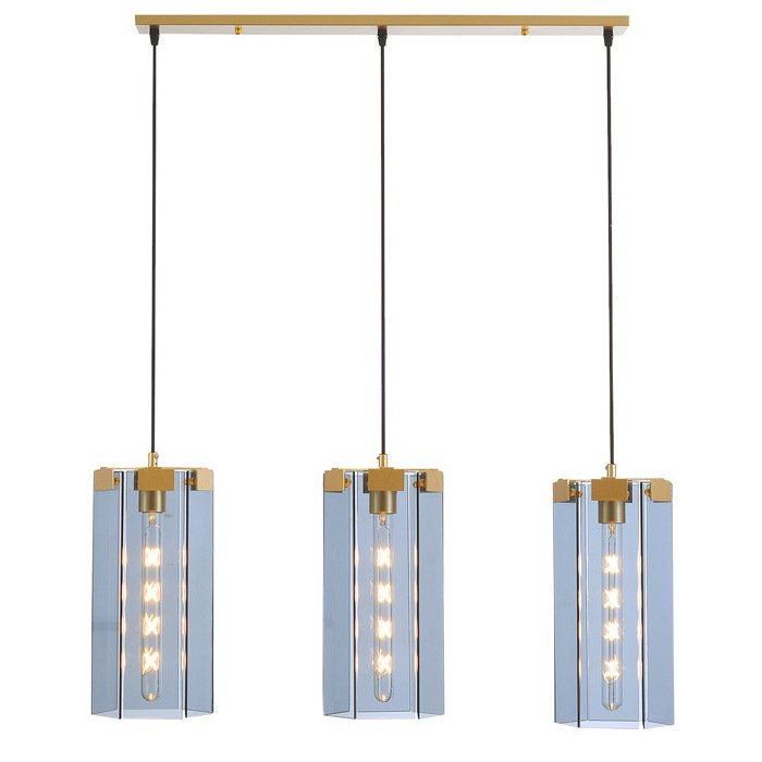 Люстра Rectangle Gray Glass Pendant Lamp 3 Золотой Прозрачное Стекло Люстра Rectangle Gray Glass Pendant Lamp 3 Золотой Прозрачное Стекло в Брянске | Loft Concept