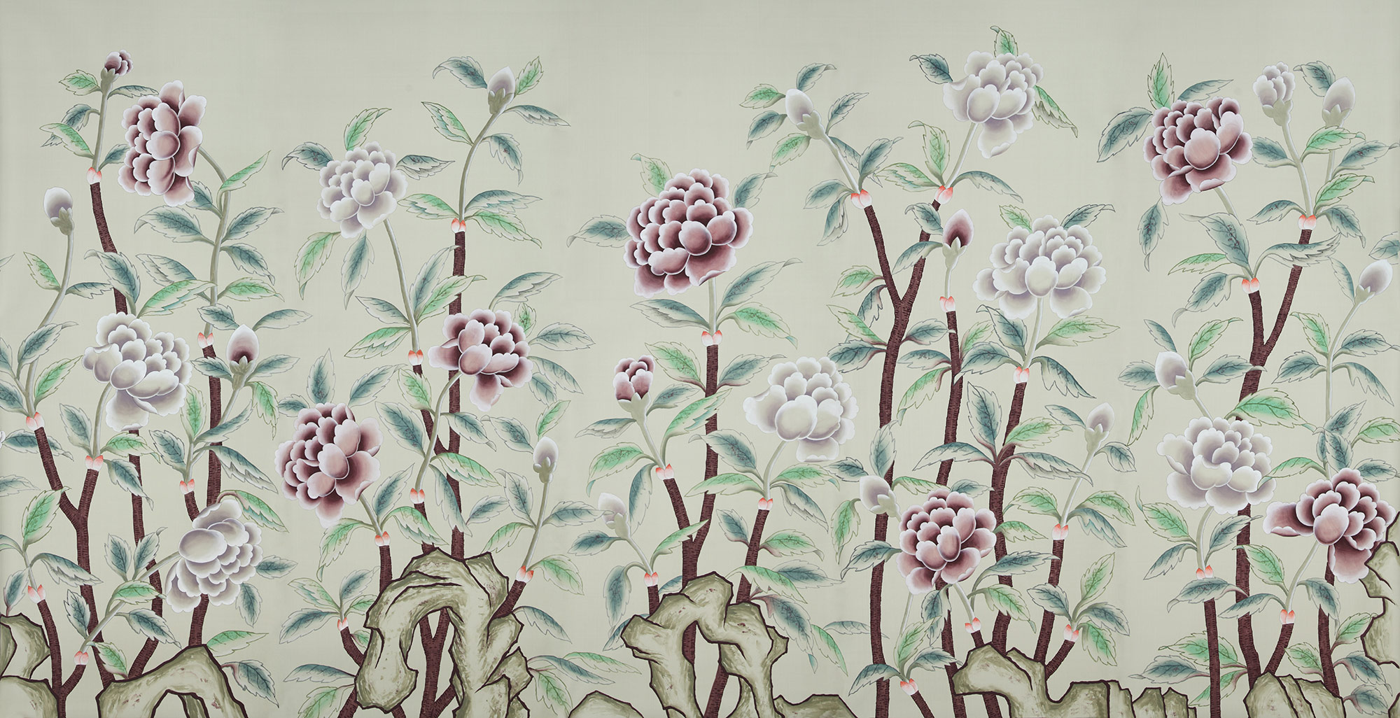 Обои ручная роспись Korean Peony Special Colourway on Icefield dyed silk Обои ручная роспись Korean Peony Special Colourway on Icefield dyed silk - постер Loft-Concept в Брянске