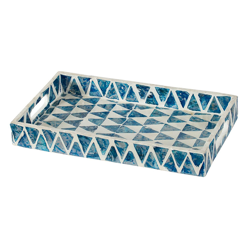 Поднос с инкрустацией Blue Triangle Синий Белый в Брянске | Loft Concept 