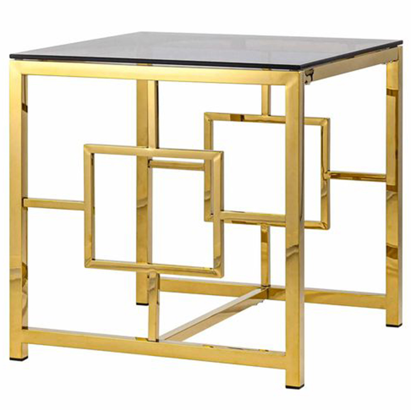 Стол приставной Milan Tables Gold Золотой Стекло Смок Стол приставной Milan Tables Gold Золотой Стекло Смок в Брянске | Loft Concept