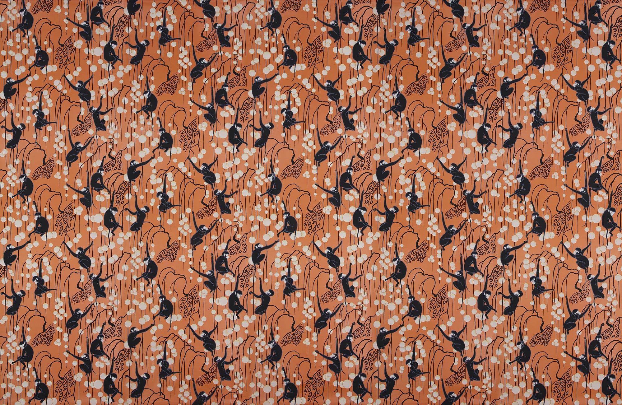 Обои ручная роспись Deco Monkeys Terracotta on dyed paper Обои ручная роспись Deco Monkeys Terracotta on dyed paper - постер Loft-Concept в Брянске