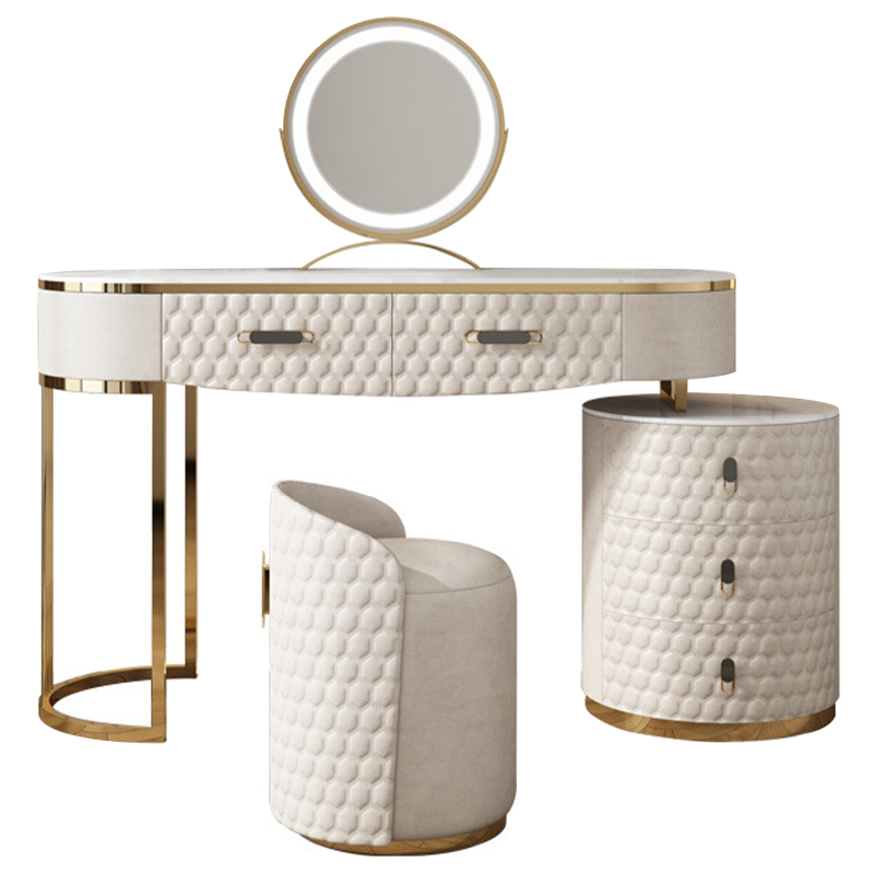 Трельяж Kathryn Bedroom Dressing Table White Белый Глянцевое золото Белый Мрамор Bianco в Брянске | Loft Concept 