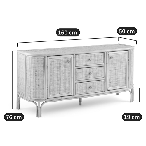 Длинный комод из ротанга с дверцами и ящиками Simone Rattan Chest of Drawers Длинный комод из ротанга с дверцами и ящиками Simone Rattan Chest of Drawers в Брянске