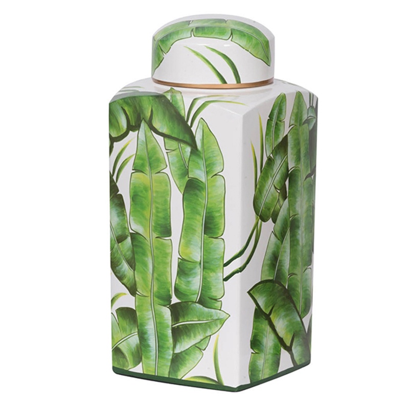 Ваза Vase Green Leaves 36 Зеленый Белый Ваза Vase Green Leaves 36 Зеленый Белый в Брянске | Loft Concept