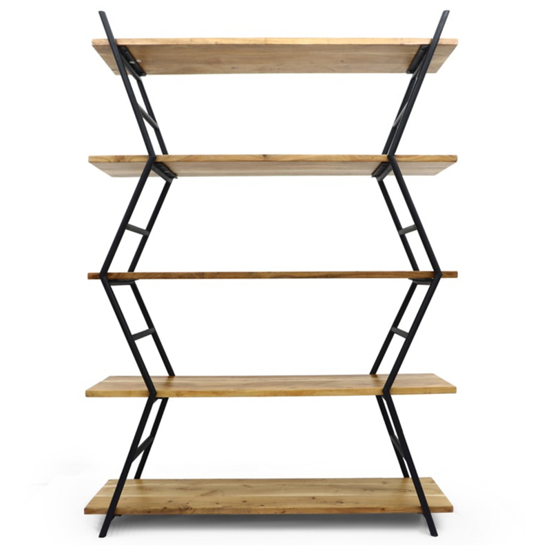Стеллаж Industrial Zigzag Light Wood Коричневый Черный Стеллаж Industrial Zigzag Light Wood Коричневый Черный в Брянске | Loft Concept