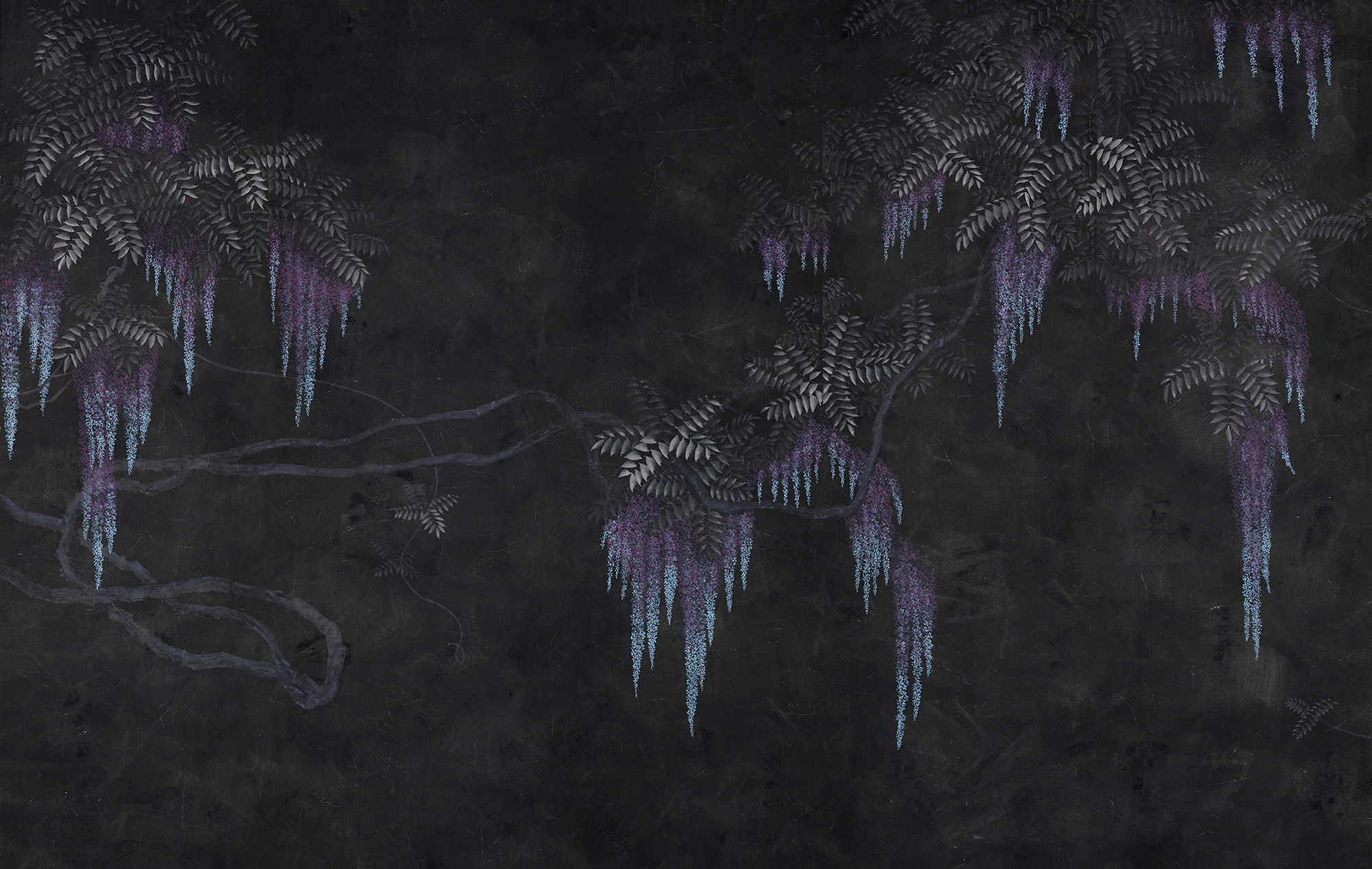 Обои в японском стиле Wisteria Original colourway on Edo Night painted Xuan paper Обои в японском стиле Wisteria Original colourway on Edo Night painted Xuan paper - постер Loft-Concept в Брянске