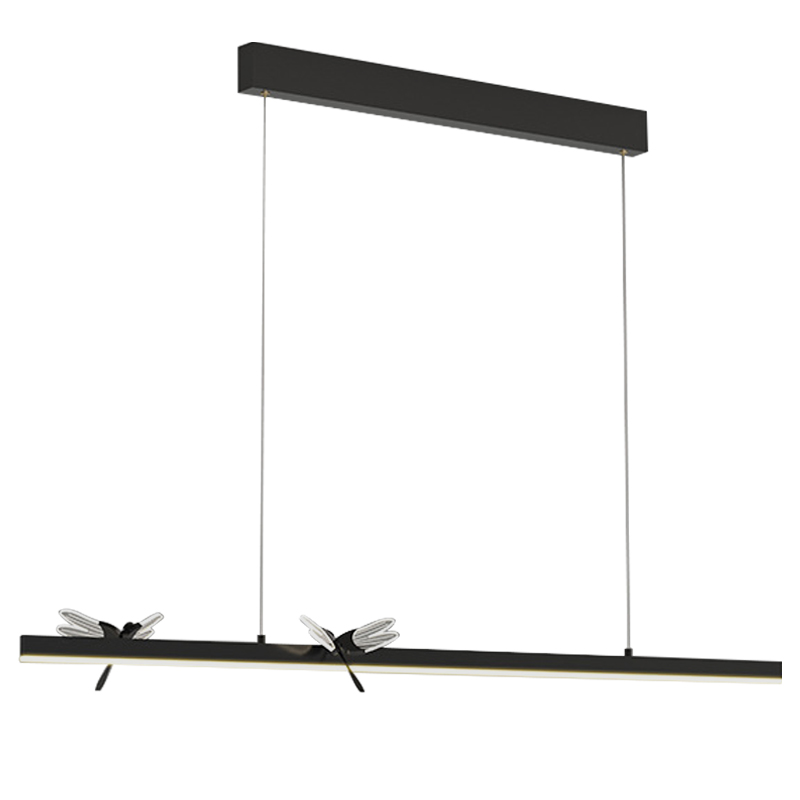 Линейный светильник со стрекозами Dragonfly Linear Chandelier Black Прозрачный Черный Линейный светильник со стрекозами Dragonfly Linear Chandelier Black Прозрачный Черный в Брянске | Loft Concept