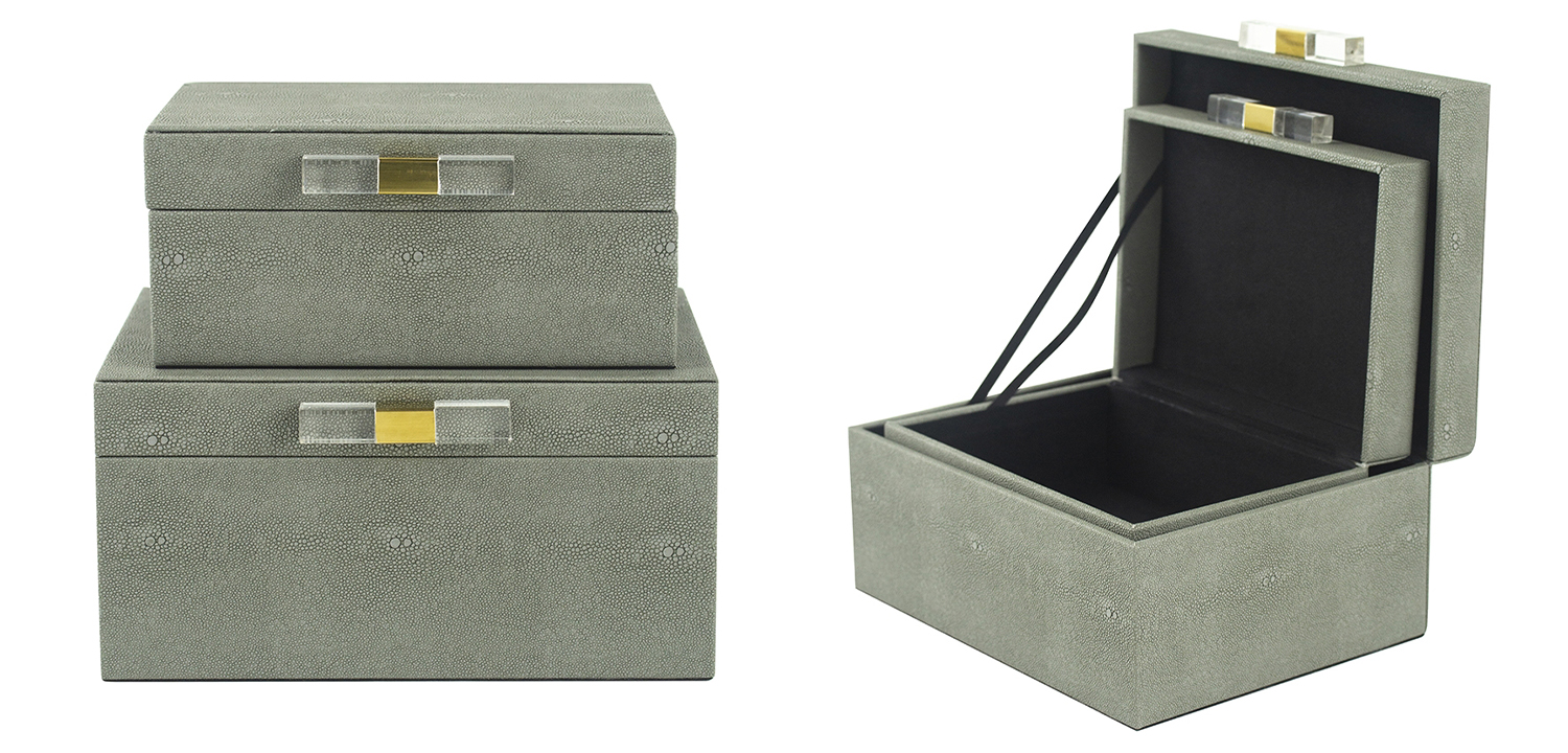 Комплект шкатулок Stingray Skin Gray Boxes - фото