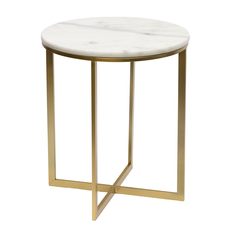 Приставной стол Round Table Marble white Золотой Белый Мрамор Bianco в Брянске | Loft Concept 