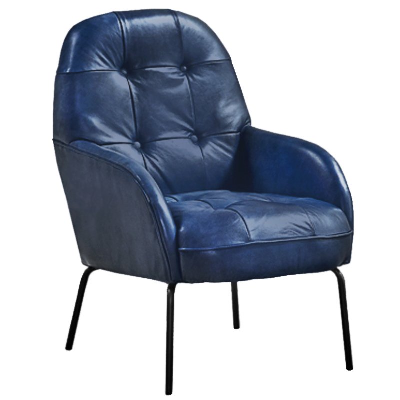Кресло SHAPKIN LEATHER ARM CHAIR BLUE Синий Черный Кресло SHAPKIN LEATHER ARM CHAIR BLUE Синий Черный в Брянске | Loft Concept