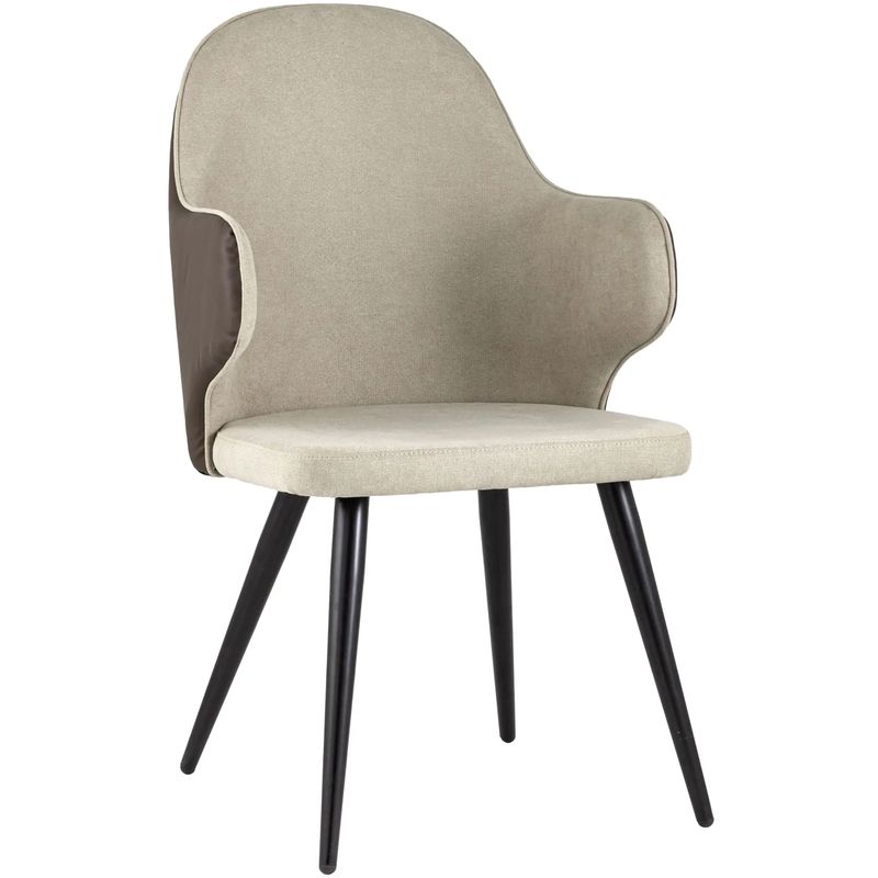 Стул Miruna Fabric and Leather Chair с Подлокотником Бежевый Коричневый Черный Стул Miruna Fabric and Leather Chair с Подлокотником Бежевый Коричневый Черный в Брянске | Loft Concept