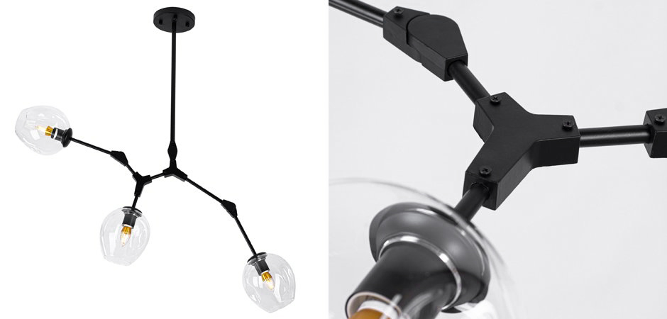 Люстра Сrumpled Glass Bubble Chandelier Black 3 плафона Люстра Сrumpled Glass Bubble Chandelier Black 3 плафона - Loft-Concept в Брянске