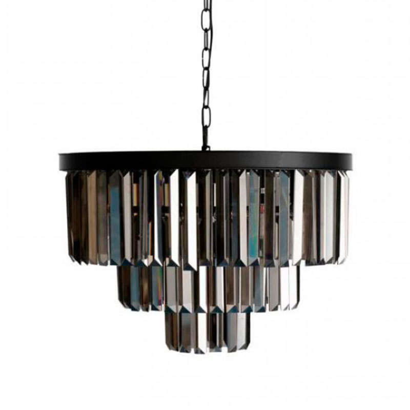 Круглая Люстра RH 1920s Odeon Black iron Three Layers Серое Стекло диаметр 50 см Черный Серый Круглая Люстра RH 1920s Odeon Black iron Three Layers Серое Стекло диаметр 50 см Черный Серый в Брянске | Loft Concept