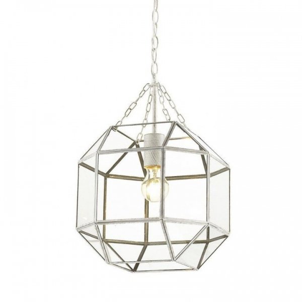 Подвесной светильник Glass & Metal Cage Pendant White Белый Подвесной светильник Glass & Metal Cage Pendant White Белый в Брянске | Loft Concept