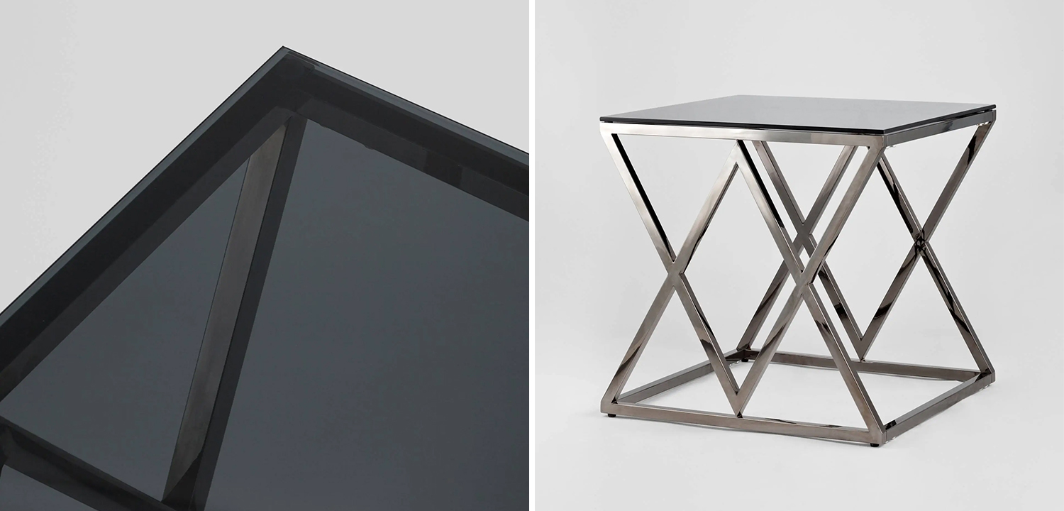 Стол приставной Geometry Rhombus Dark Chrome - фото №1