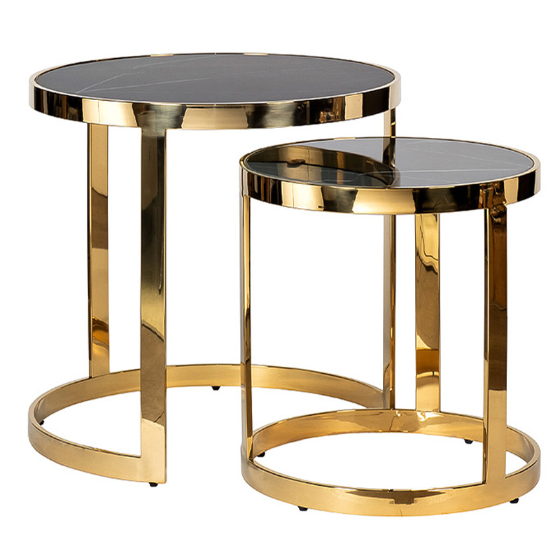 Комплект приставных столов Geirulf Side Table Глянцевое золото Черный Комплект приставных столов Geirulf Side Table Глянцевое золото Черный в Брянске | Loft Concept