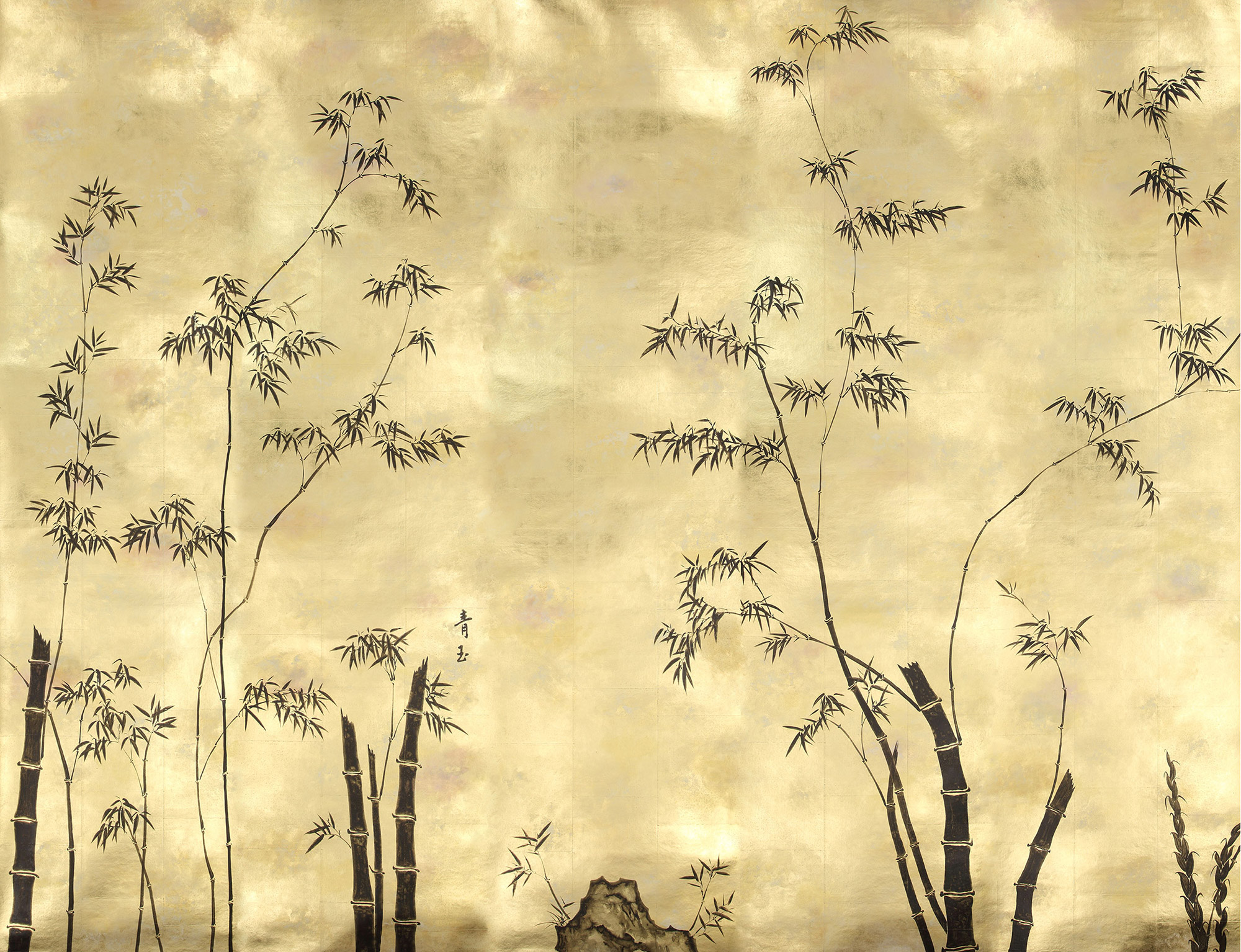 Обои ручная роспись Bamboo Quicksilver on Warm Gold gilded tea paper Обои ручная роспись Bamboo Quicksilver on Warm Gold gilded tea paper - постер Loft-Concept в Брянске