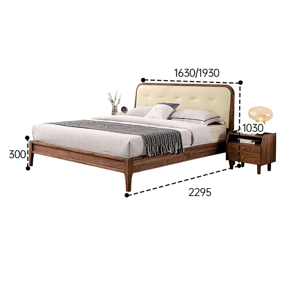 Кровать двуспальная с каркасом из дерева и мягким изголовьем Moon Walnut Bed Кровать двуспальная с каркасом из дерева и мягким изголовьем Moon Walnut Bed в Брянске