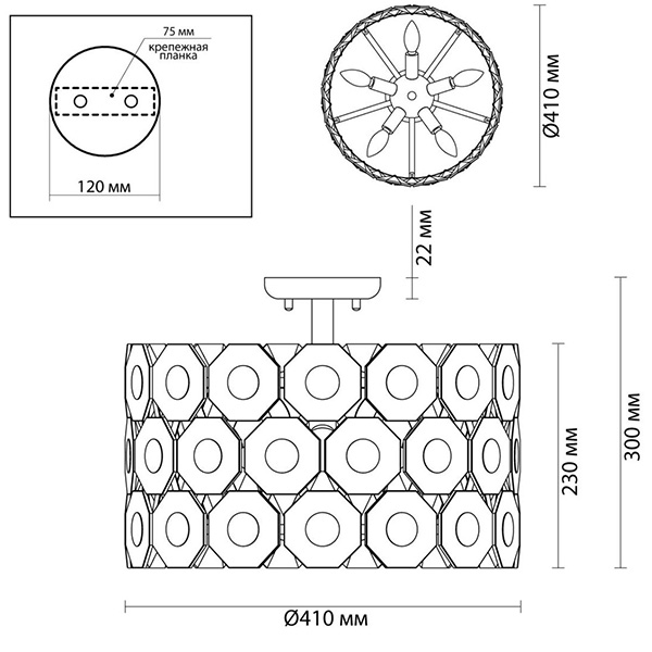Потолочный светильник Crystal Octagons Chrome в Брянске