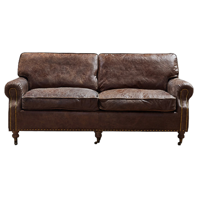 Диван RH CLASSIC LANCASTER Brown leather double Коричневый в Брянске | Loft Concept 