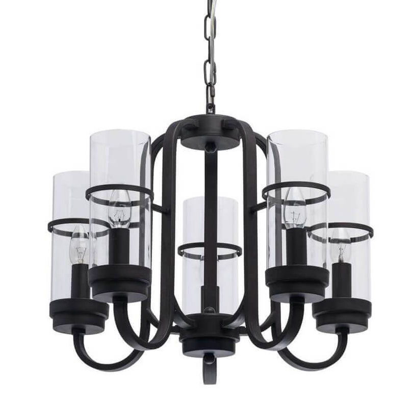 Люстра Glass Beaker lamps 5 Черный матовый Прозрачное Стекло Люстра Glass Beaker lamps 5 Черный матовый Прозрачное Стекло в Брянске | Loft Concept