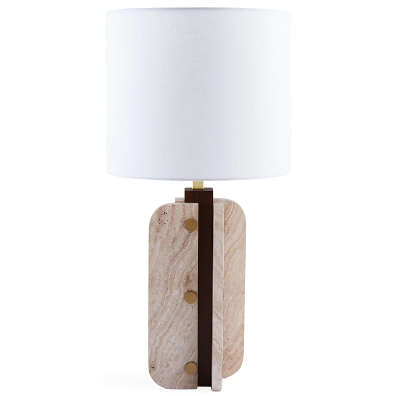 Настольная лампа TOPANGA COLUMN TABLE LAMP Белый Латунь Коричневый Бежевый в Брянске | Loft Concept 