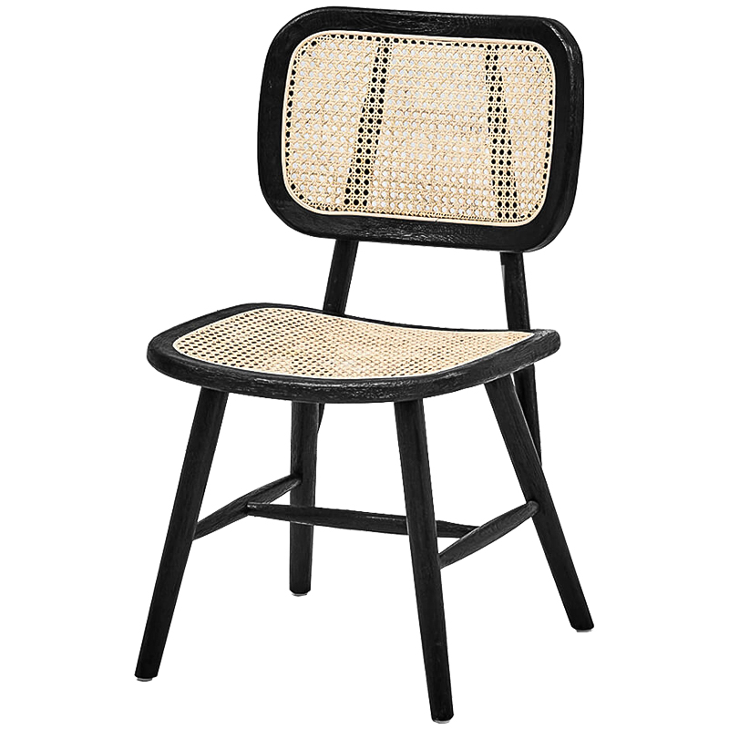Стул Stiana Rattan Stool Черный Бежевый Стул Stiana Rattan Stool Черный Бежевый в Брянске | Loft Concept