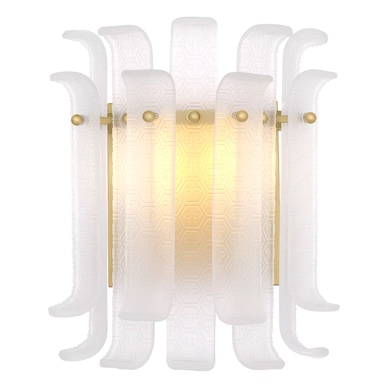 Бра Philipp Plein Wall Lamp Rodeo Drive Белый Белое матовое стекло Золотой Бра Philipp Plein Wall Lamp Rodeo Drive Белый Белое матовое стекло Золотой в Брянске | Loft Concept