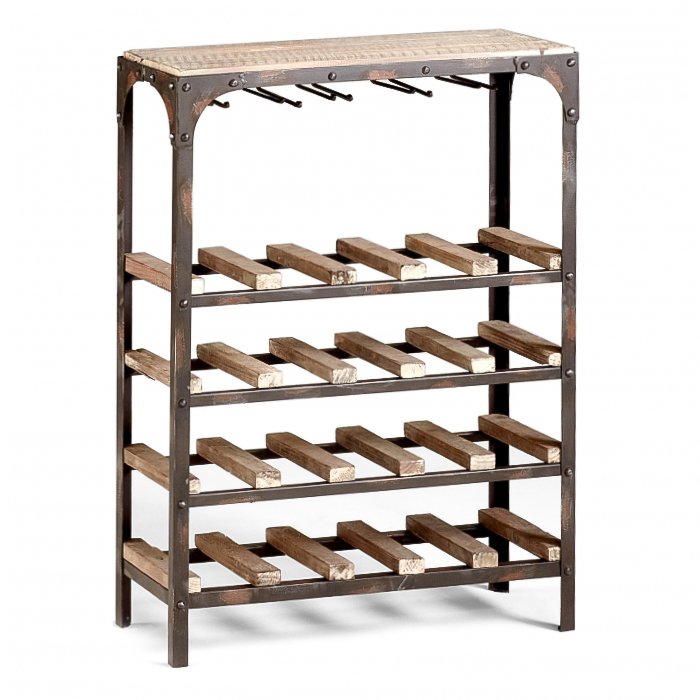 Стеллаж Industrial Metal Rust Console Wine Rack Стеллаж Industrial Metal Rust Console Wine Rack в Брянске | Loft Concept
