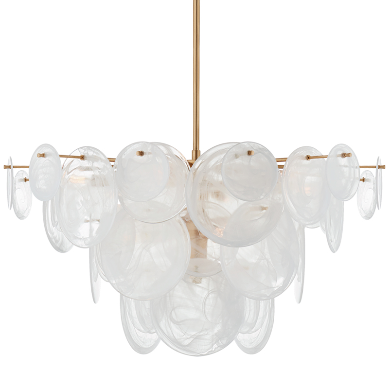 Люстра Disk Textured Glass Chandelier Золотой Белое матовое стекло Люстра Disk Textured Glass Chandelier Золотой Белое матовое стекло в Брянске | Loft Concept