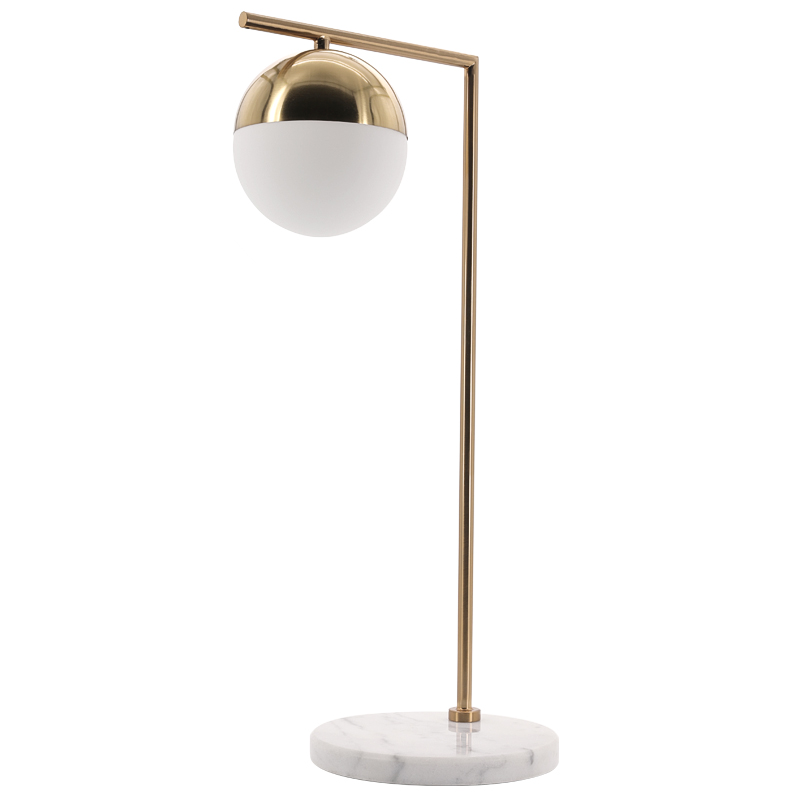 Geneva Glass Table Lamp Globe Латунь Белый Мрамор Bianco в Брянске | Loft Concept 