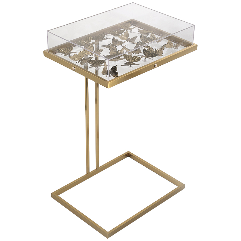 Стол Tommy Mitchell  Butterfly side table Прозрачный Латунь в Брянске | Loft Concept 