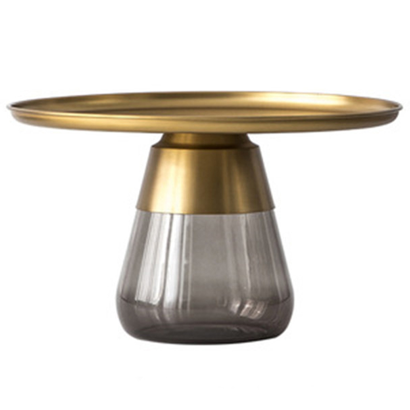Круглый приставной стол Classico Round Grey Side Table Латунь Серый в Брянске | Loft Concept 
