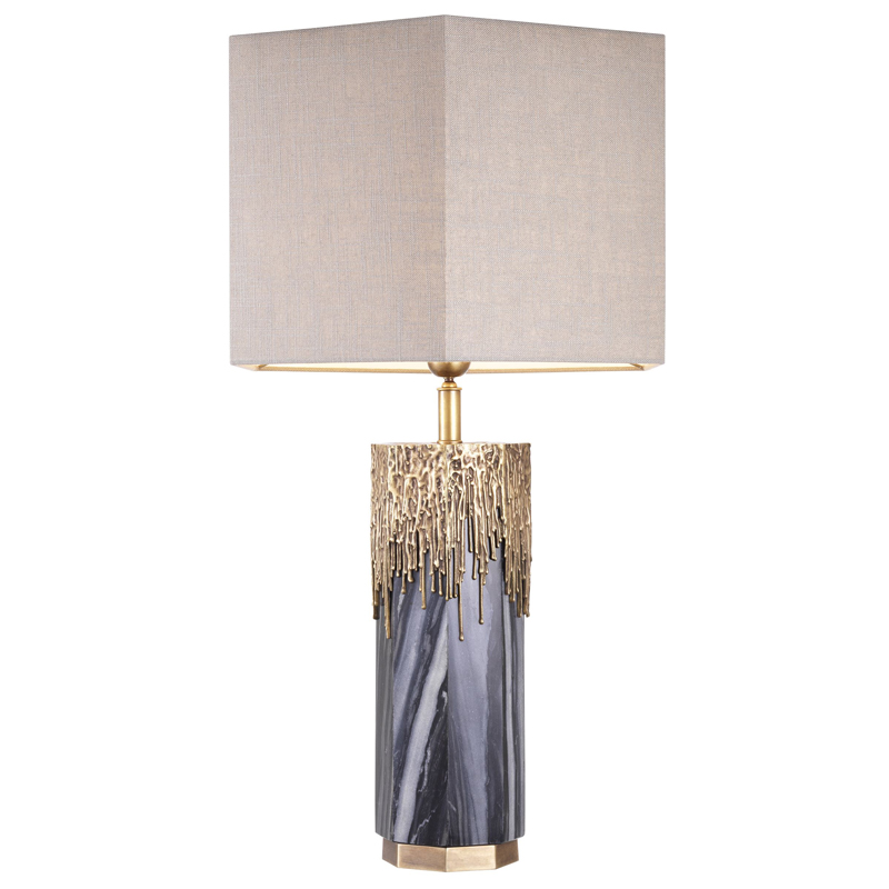 Настольная лампа Eichholtz Table Lamp Miller Серый Бежево-серый Винтажная латунь Настольная лампа Eichholtz Table Lamp Miller Серый Бежево-серый Винтажная латунь в Брянске | Loft Concept