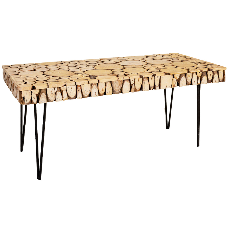 Кофейный стол с деревянной столешницей Wooden Cuts Coffee Table Коричневый Древесина Черный Кофейный стол с деревянной столешницей Wooden Cuts Coffee Table Коричневый Древесина Черный в Брянске | Loft Concept