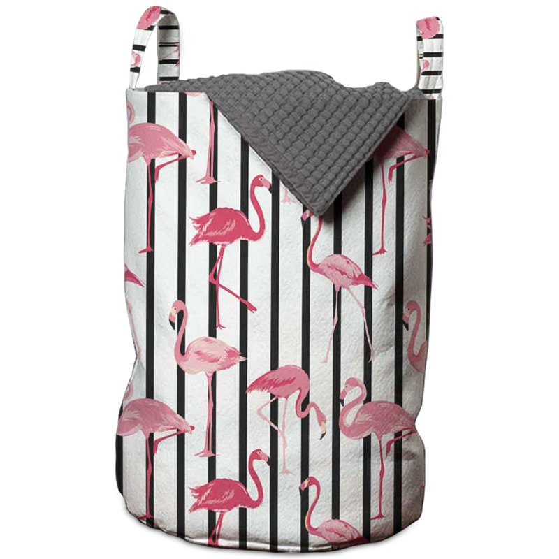 Корзина Flamingo Stripes Basket Черно-белый Розовый пастельный Корзина Flamingo Stripes Basket Черно-белый Розовый пастельный в Брянске | Loft Concept