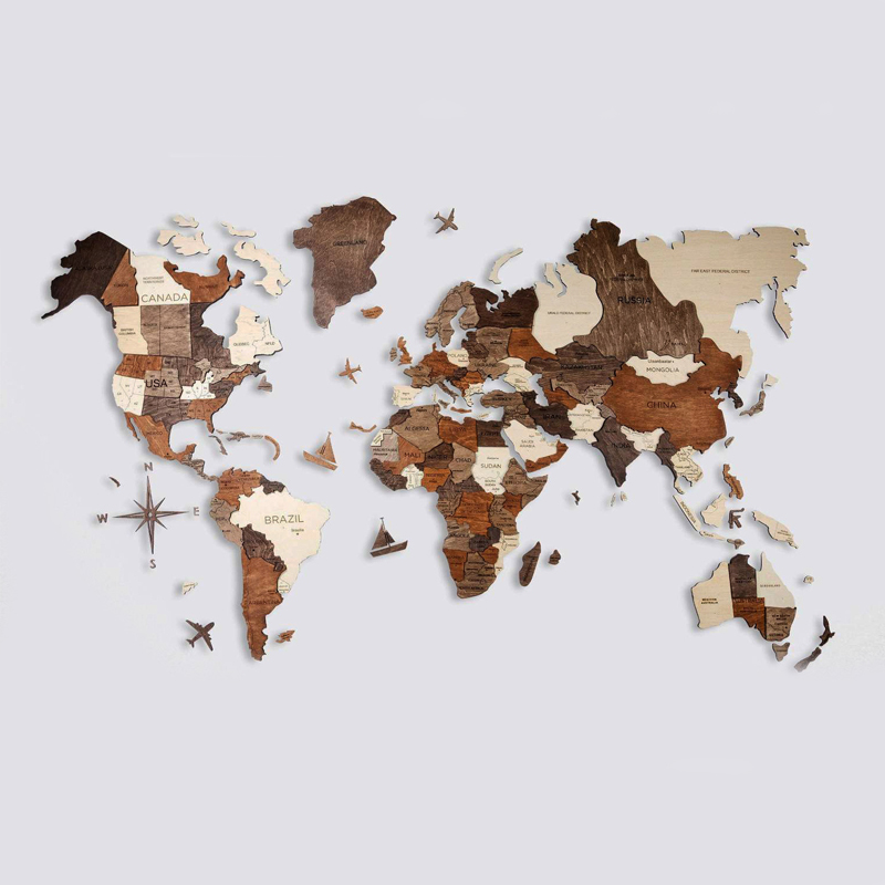 Аксессуар на стену Wooden World Map Мульти Аксессуар на стену Wooden World Map Мульти в Брянске | Loft Concept