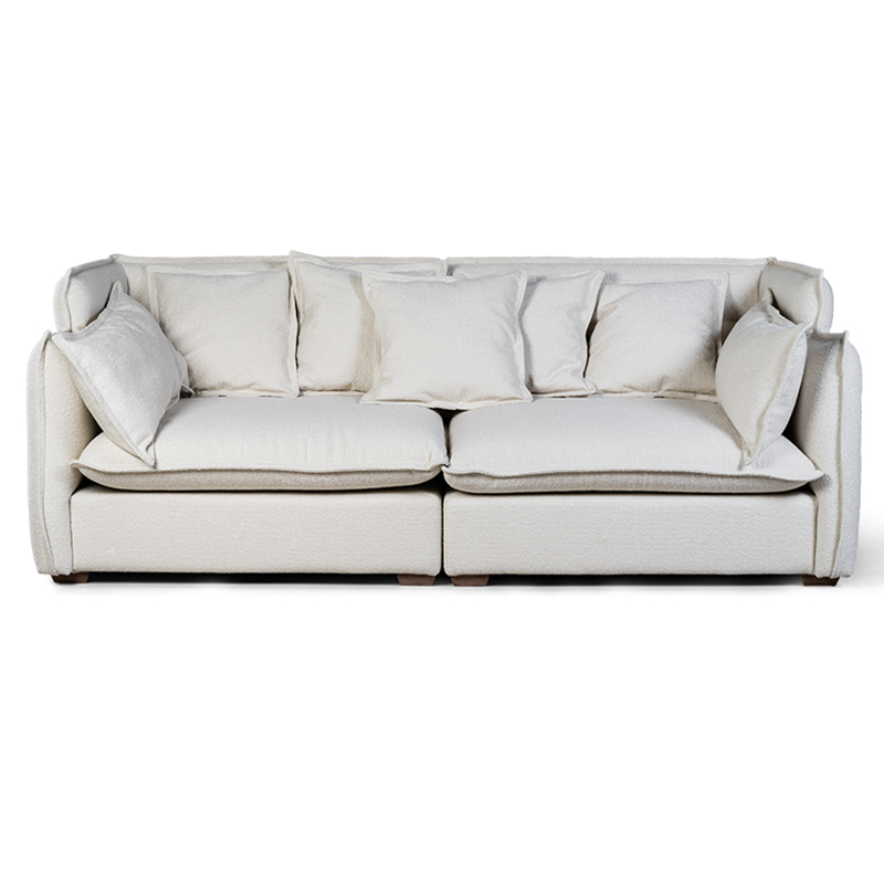 Диван с обивкой из ткани букле Salman Boucle White Sofa Белый Белый Диван с обивкой из ткани букле Salman Boucle White Sofa Белый Белый в Брянске | Loft Concept
