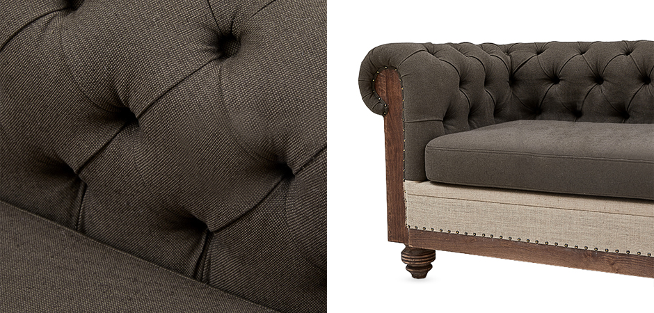 Диван Deconstructed Chesterfield Sofa triple Linen Brown - Loft-Concept в Брянске