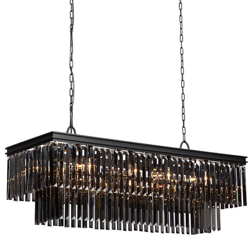 Люстра Odeon Gray glass Rectangular Chandelier Black iron стекло Смок длина 120 Черный матовый Люстра Odeon Gray glass Rectangular Chandelier Black iron стекло Смок длина 120 Черный матовый в Брянске | Loft Concept
