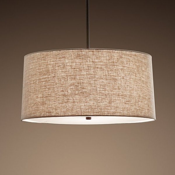 Люстра RH ROUND Linen Shade Pendant Бежево-серый Люстра RH ROUND Linen Shade Pendant Бежево-серый в Брянске | Loft Concept