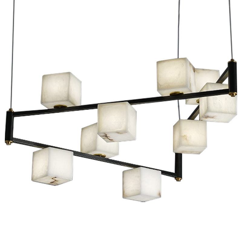 Люстра Marble Cubes Modern Light Chandelier 9 плафонов Белый Мрамор Bianco Черный Латунь Люстра Marble Cubes Modern Light Chandelier 9 плафонов Белый Мрамор Bianco Черный Латунь в Брянске | Loft Concept