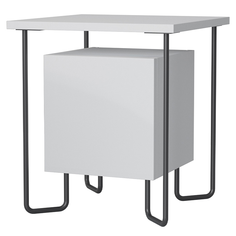 Прикроватная тумба белого цвета с дверцей ACRES NIGHTSTAND WHITE Белый Черный Прикроватная тумба белого цвета с дверцей ACRES NIGHTSTAND WHITE Белый Черный в Брянске | Loft Concept