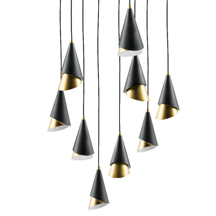 Люстра Lucio Black and Gold 9 Черный Золотой Люстра Lucio Black and Gold 9 Черный Золотой в Брянске | Loft Concept