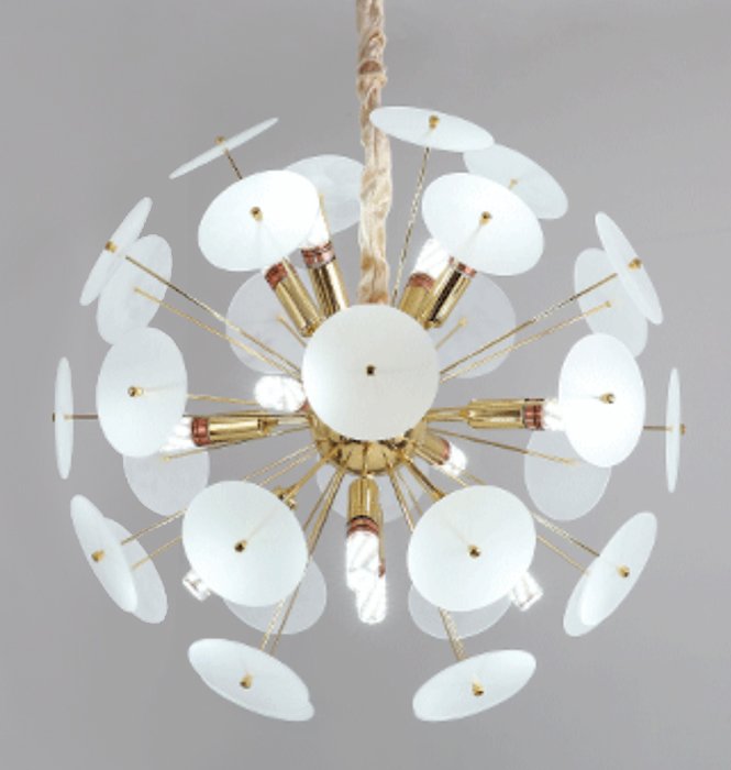 Люстра Sputnik Glass Lenz White Chandelier Золотой Белый Люстра Sputnik Glass Lenz White Chandelier Золотой Белый в Брянске | Loft Concept