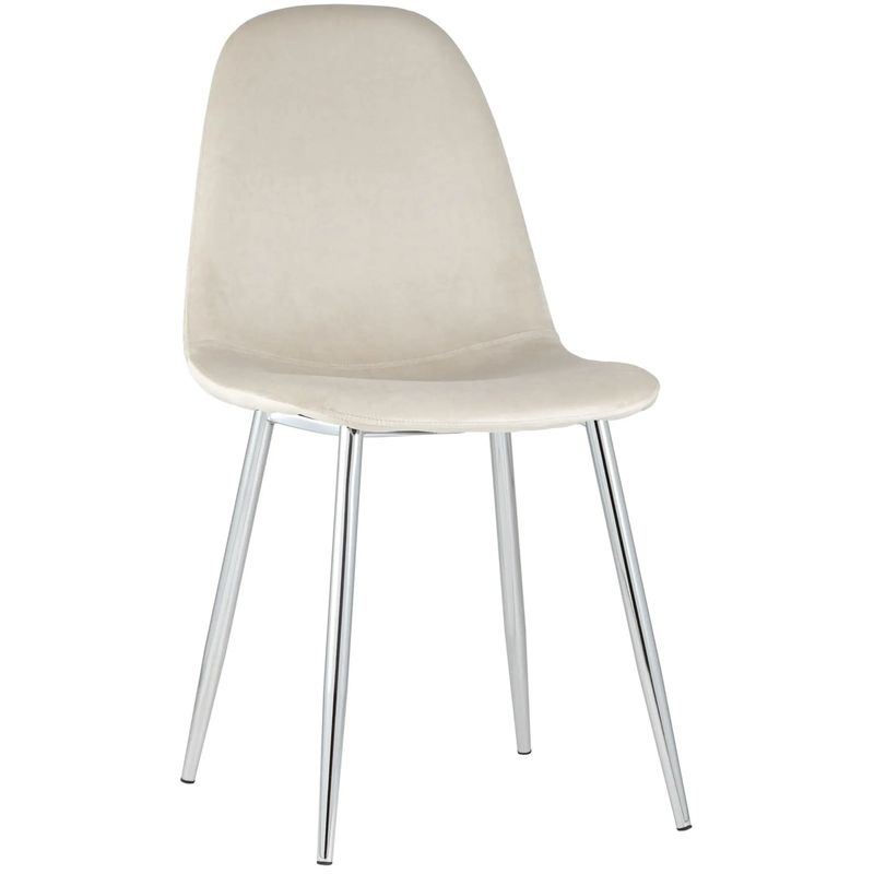 Стул Archie Chair Молочный Велюр Хромированные ножки Молочный Серебряный Стул Archie Chair Молочный Велюр Хромированные ножки Молочный Серебряный в Брянске | Loft Concept